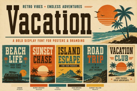 Vacation: A Retro Display Font for Modern Adventures